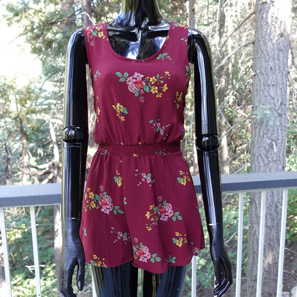 BRAND NEW - Floral Burgundy Romper - Shorts
